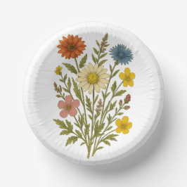 Prato de Papel de Flor Silvestre Botânica Vintage/