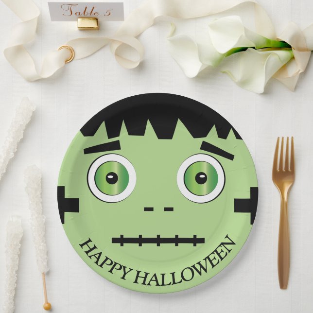 Prato de Papel de Monstro de Halloween (Casamento)