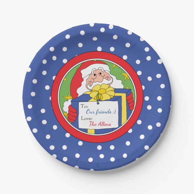 Prato de Papel de Natal "Papai Noel" Personalizar (Frente)