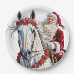 Prato de Papel de Natal para Amantes de Cavalos