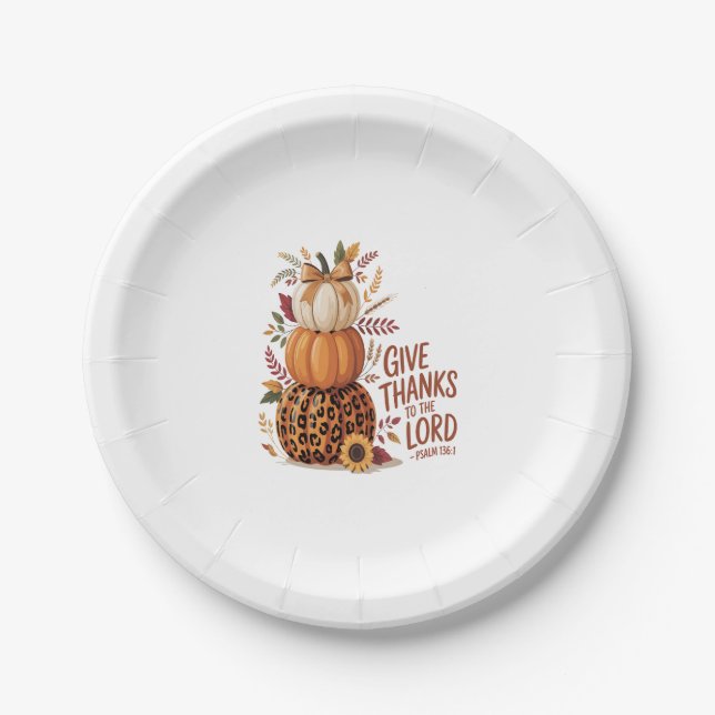 Prato De Papel Dê Obrigados ao Senhor, caia Pumpkin (Frente)