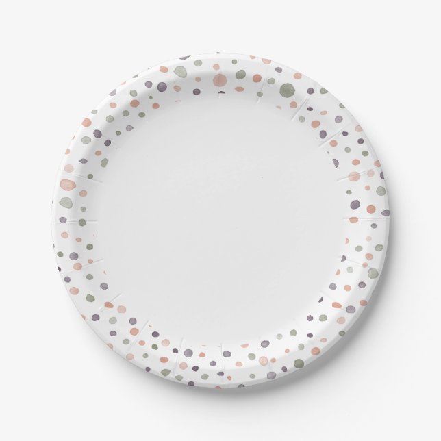 Prato de Papel de Pontos de Aquarela Shea Confetti (Frente)
