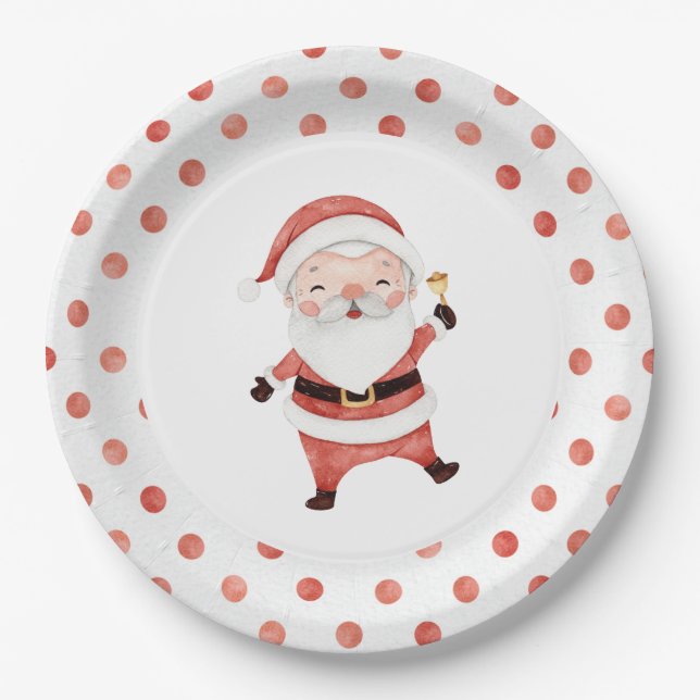 Prato de papel de primeiro aniversário do Papai No (Frente)