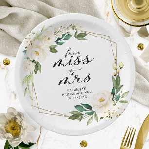 Prato De Papel De Solteira para Casada Chuveiro de Noiva Geométri