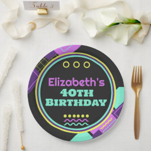 Prato De Papel De Volta Ao Aniversário Retroativo Dos Anos 90