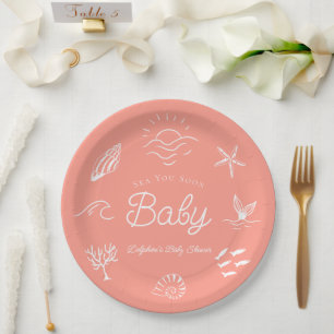 Prato De Papel Debaixo do Mar Você Logo Menina Baby Shower