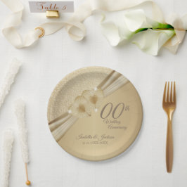 Prato De Papel Décimo aniversário Dourado de casamento