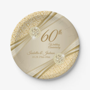 Prato De Papel Décimo aniversário Dourado de casamento