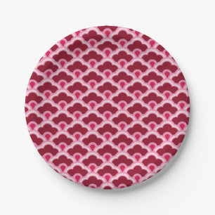 Prato De Papel Deco Chinês Scallops, Vinho Borgonha e Rosa