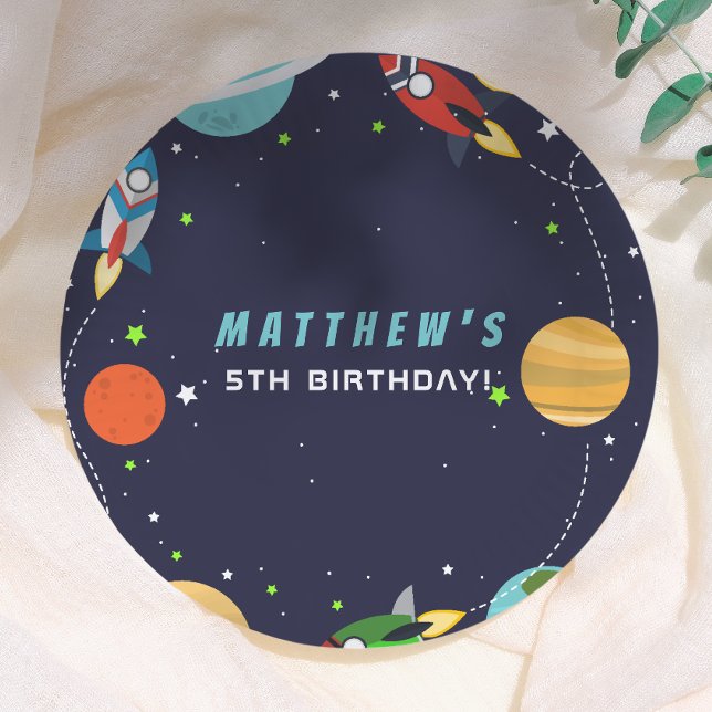 Prato De Papel Decolar! Festa de Aniversário no Espaço Sideral (Criador carregado)