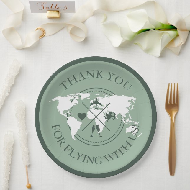 Prato De Papel Decoração de Casamento de Viagem Mapa Mundial Boho (Casamento)