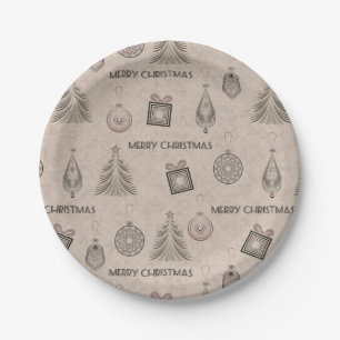 Prato De Papel Decoração de Natal, Natal, colheita, retrô, pap