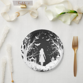 Prato De Papel Decoração do Halloween, O Balão do Cemitério