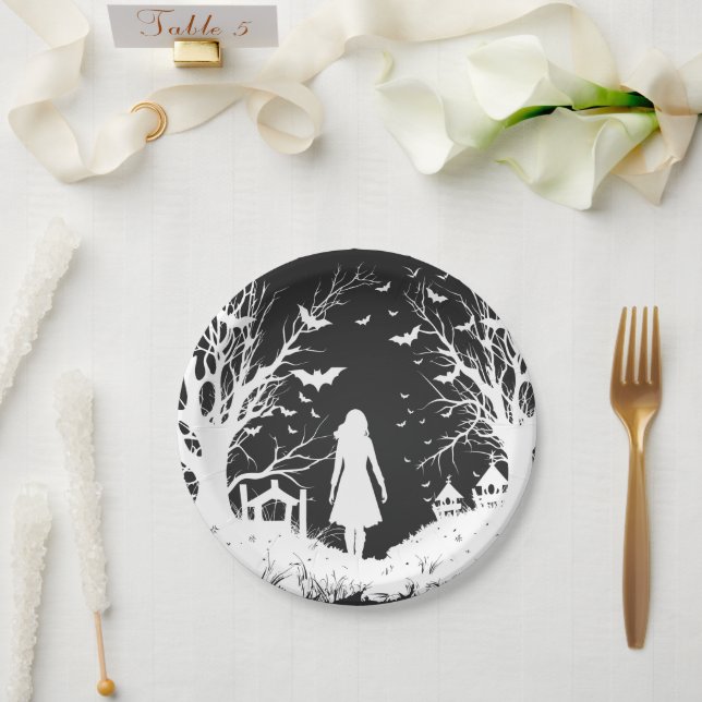 Prato De Papel Decoração do Halloween, O Balão do Cemitério (Casamento)