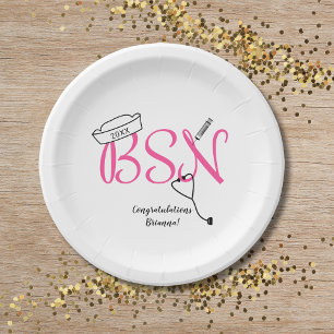 Prato De Papel Decoração do janto de formatura de enfermeira BSN