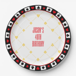 Prato De Papel Decoração do Partido Casino Personalizado, Cartões