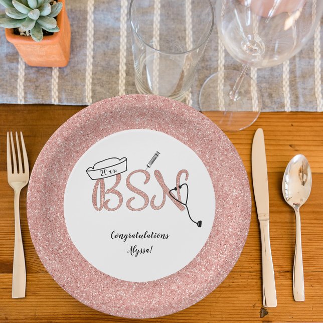 Prato De Papel Decoração do partido de graduação da Enfermeira BS (Criador carregado)