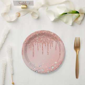 Prato De Papel Decorações de Aniversário Rosa Dourado Rosa Suprim