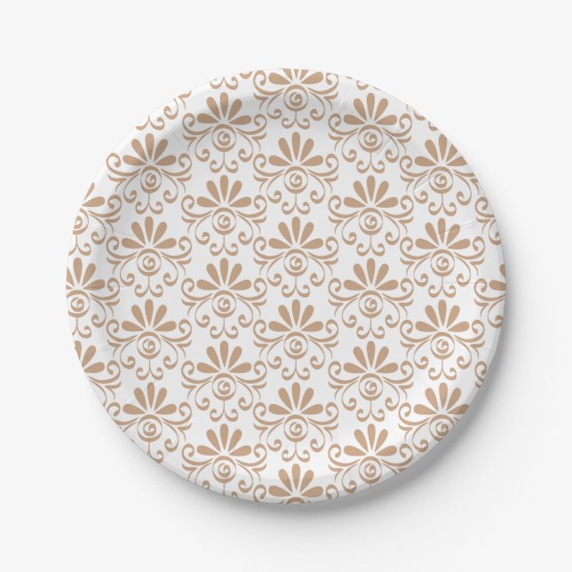 Prato De Papel decorative plate with a beige floral pattern (Frente)