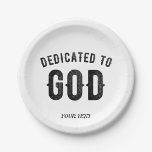 PRATO DE PAPEL DEDICADO A DEUS TEXTO NEGRO PERSONALIZÁVEL LEGAL