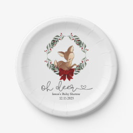 Prato De Papel Deer Winter Greenery Chá de fraldas