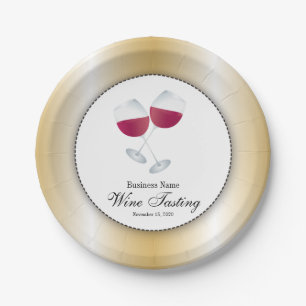 Prato De Papel Degustação de vinhos com vidro do vinho tinto