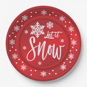 Prato De Papel Deixais lhe para nevar placa do design do Natal