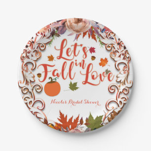 Prato De Papel Deixe-nos cair no CHÁ DE PANELA floral do outono
