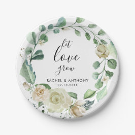 Prato De Papel Deixe o amor crescer Boho Chic Floral Wreath Botân