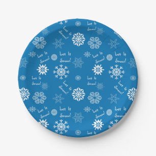 Prato De Papel Deixe-o nevar azul