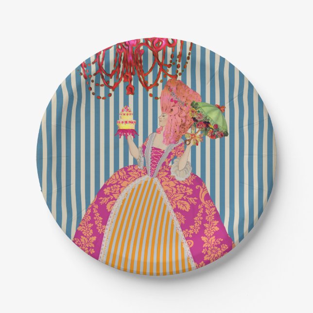 Prato De Papel Deixe-os comer o bolo (mais opções) - (Frente)