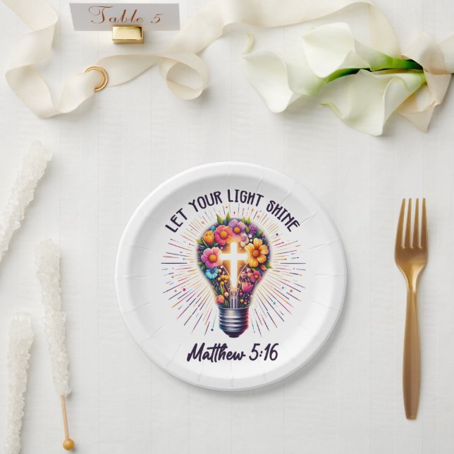 Prato De Papel Deixe Sua Luz Brilhar (Casamento)