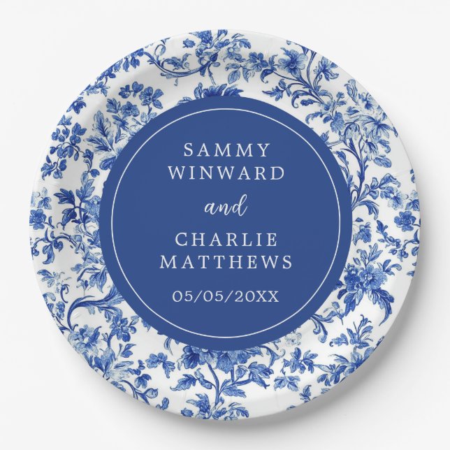 Prato De Papel Delft Blue Antique Chinoiserie Casamento (Frente)