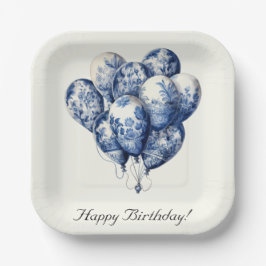 Prato De Papel Delft Blue Balloons personalizáveis