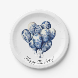 Prato De Papel Delft Blue Balloons, personalizável