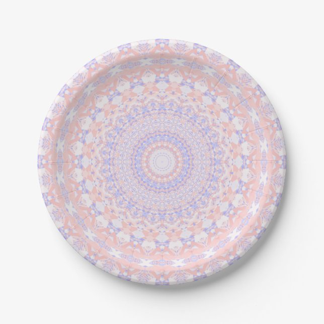 Prato De Papel Delicado Intrincado Bonito Pastel Abstrato Mandala (Frente)