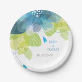 Prato De Papel Delicar flores azuis casamento floral