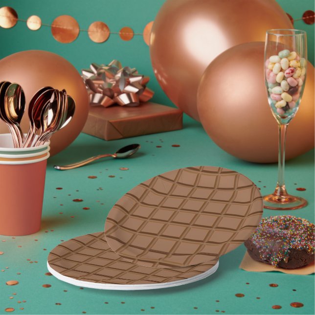 Prato De Papel Delícia de borda de chocolate (Múltiplo)