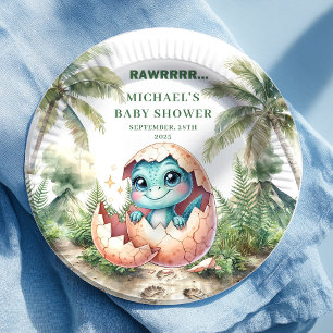 Prato De Papel Deliciosas Placas de Babá de Dinossauro Chegando E