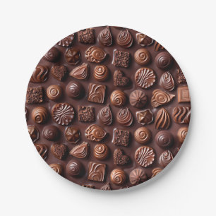 Prato De Papel Delicioso Chocolate de Aniversário Único e Moderno
