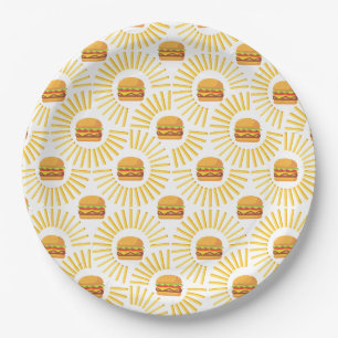 Prato De Papel Delicioso hamburguer com batatas fritas