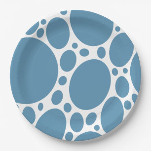 Prato De Papel Denim Bule Bubbles