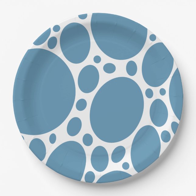 Prato De Papel Denim Bule Bubbles (Frente)
