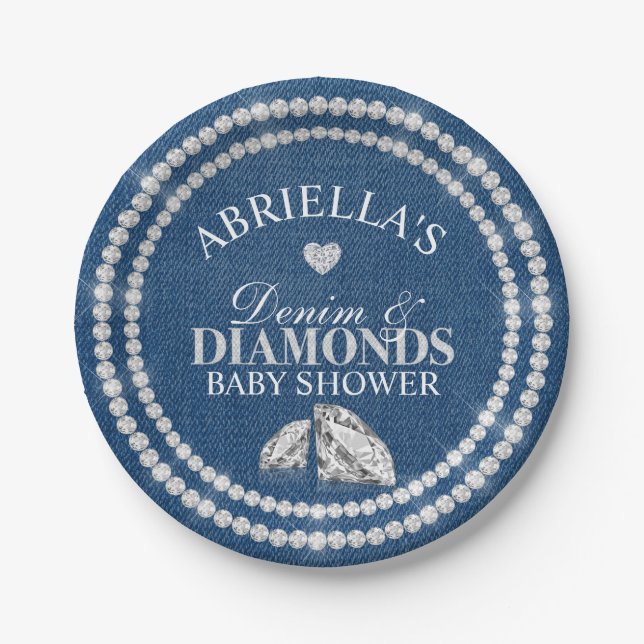 Prato De Papel Denim e Diamantes (Frente)