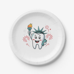 Prato De Papel Dental Squad 4 de julho Dentista Engraçado America