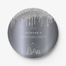 Prato De Papel Derramamento das árvores de prata de Natal