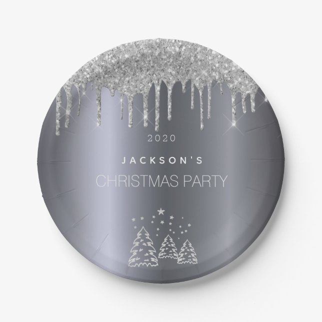 Prato De Papel Derramamento das árvores de prata de Natal (Frente)