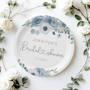 Prato De Papel Derrame de chás de panela florais azul