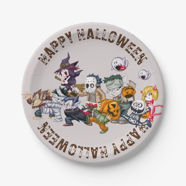 Prato de papel descartável para Halloween (Frente)