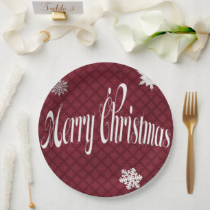 Prato De Papel Desdecoração embelezada pelo Natal Festivo Vermelh